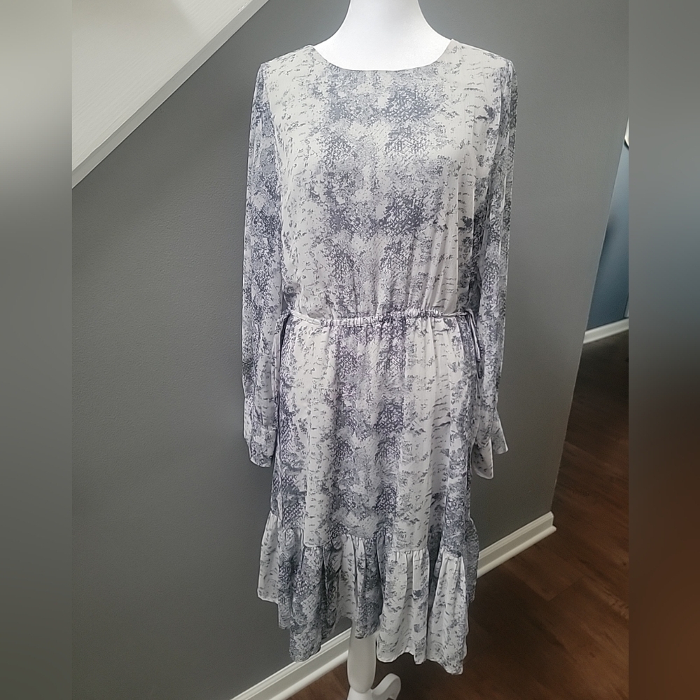THML Anthropologie Chiffon Lined Snakeskin Print Mini Dress Women's Size L